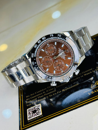 Chocolate Dial | Silver Chain Strap Chronograph 0012