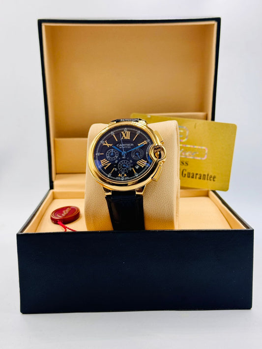 Modern Gentleman’s Chronograph Watch – Stainless Case & Leather Band